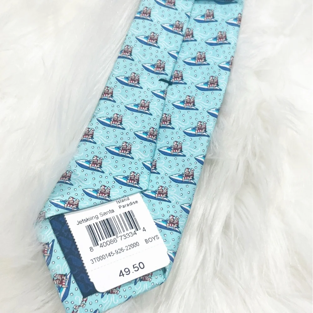 Vineyard Vines Boy's Island Paradise Jet Skiing Santa Print Tie NWT